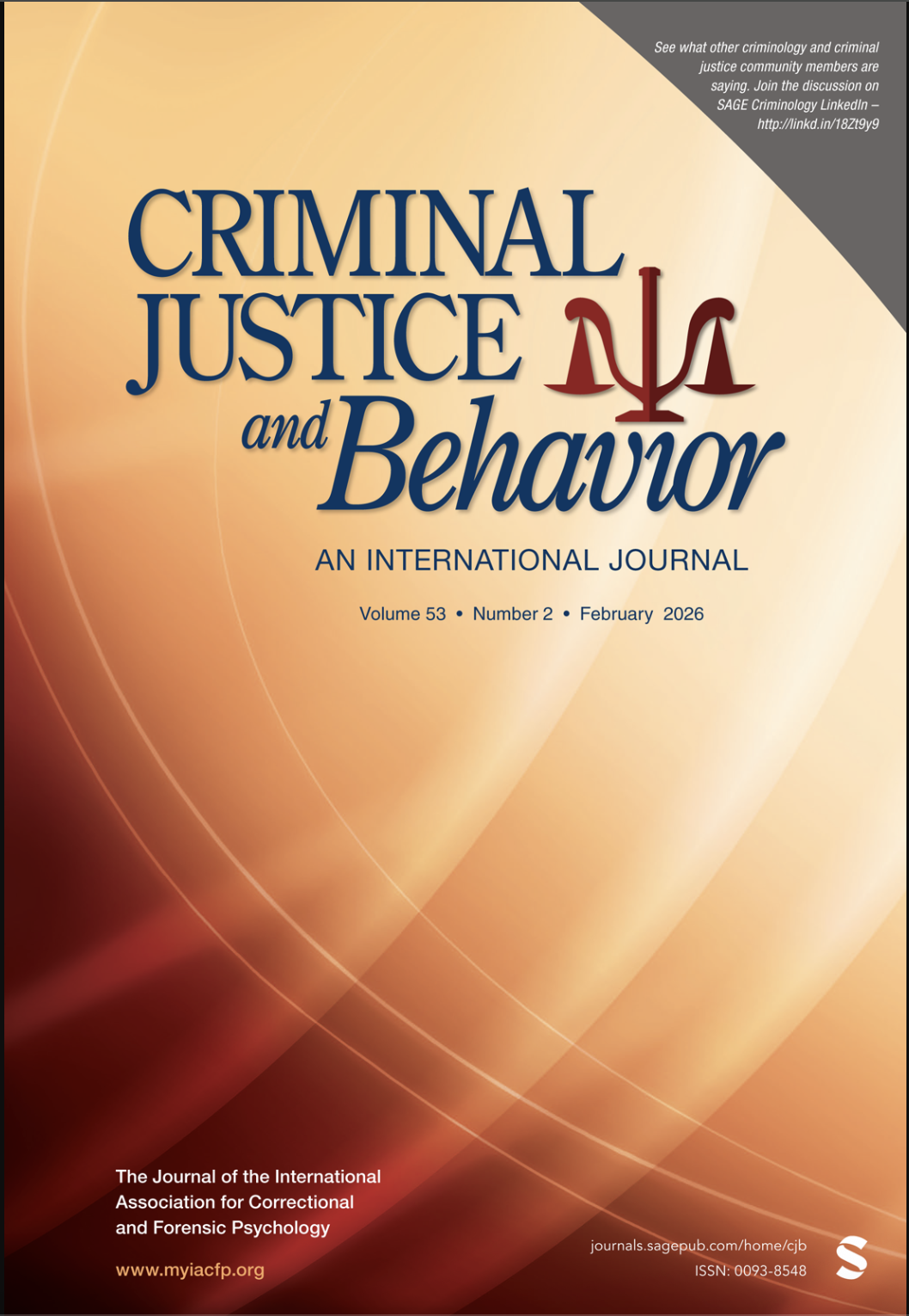 Criminal Justice and Behavior Journal Cover